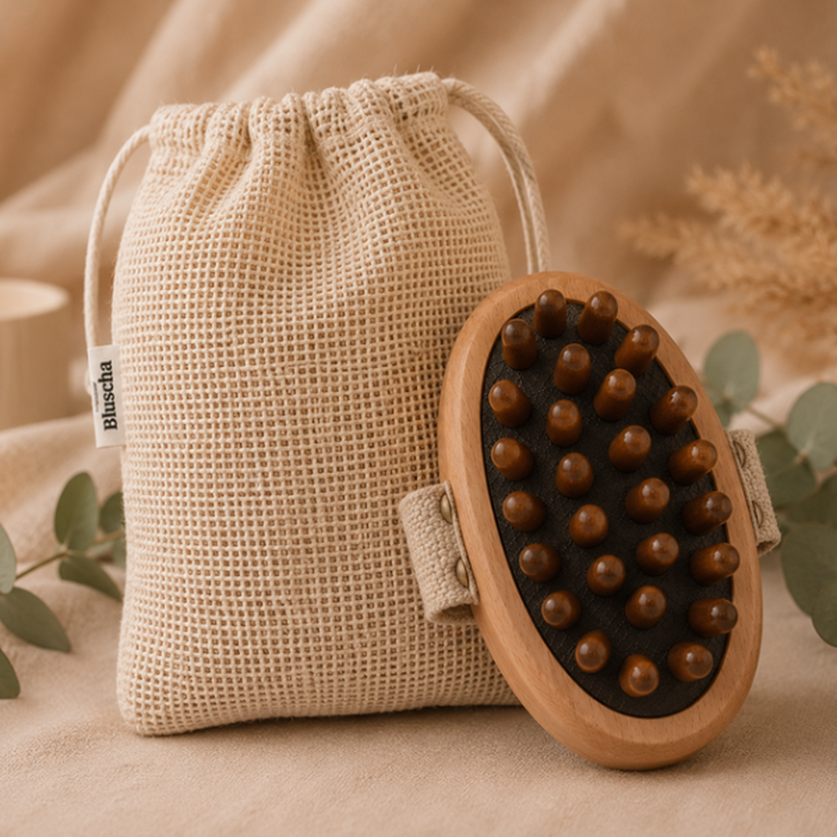 Bluscha® Massage Borstel Anti Cellulitis met opbergzakje