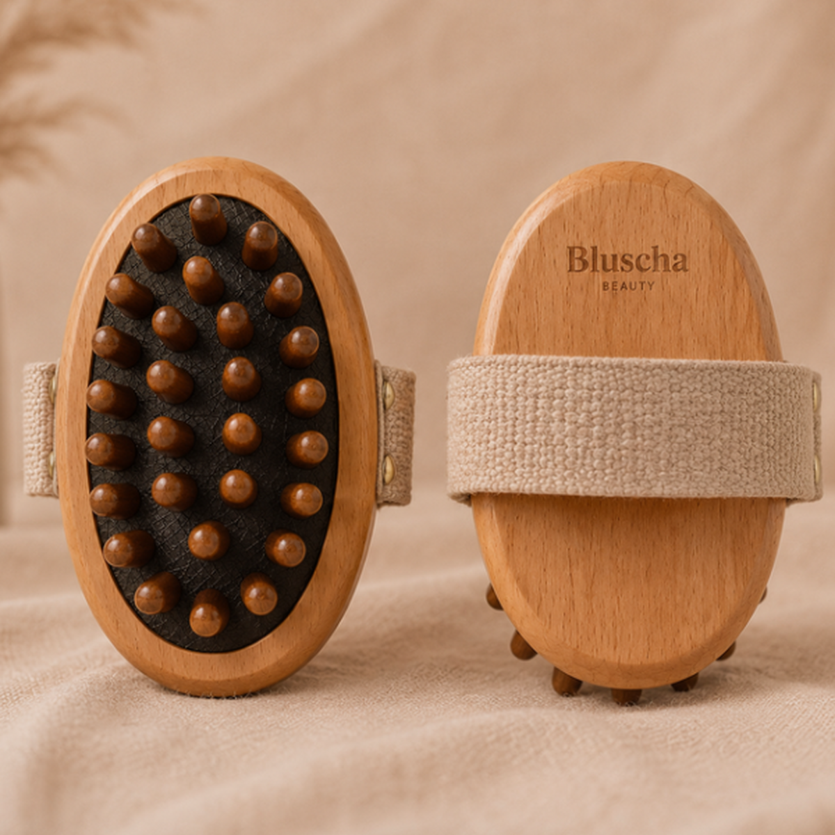 Bluscha® Massage Borstel Anti Cellulitis voor- en achterzijde