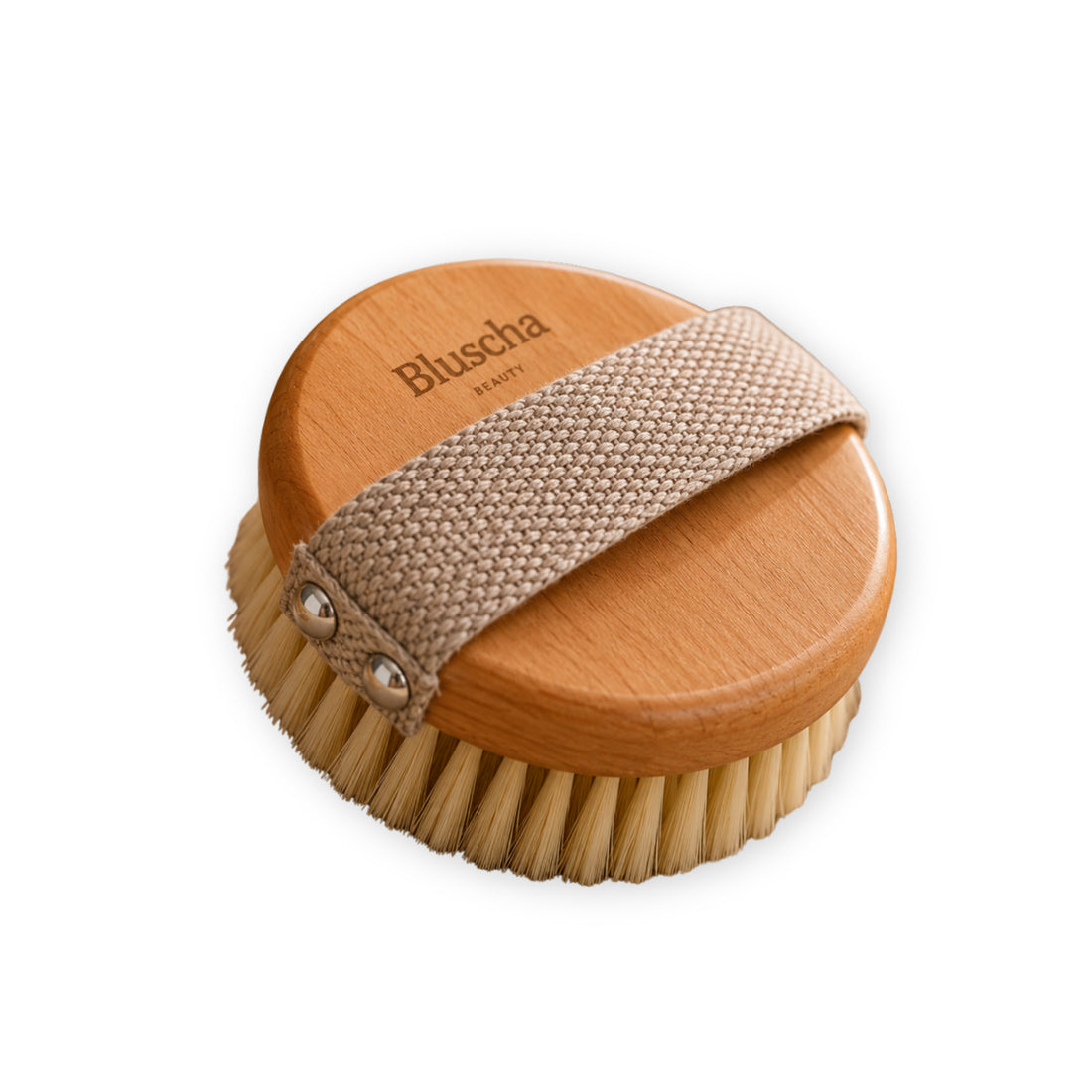 Bluscha ronde dry brush beige op witte achtergrond