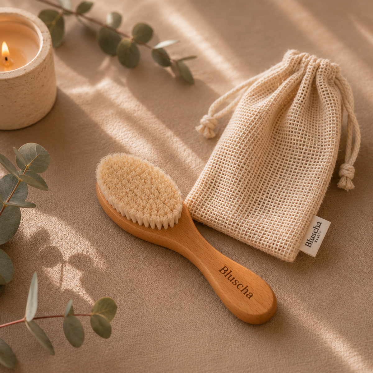 Bluscha Facial Brush in luxe setting