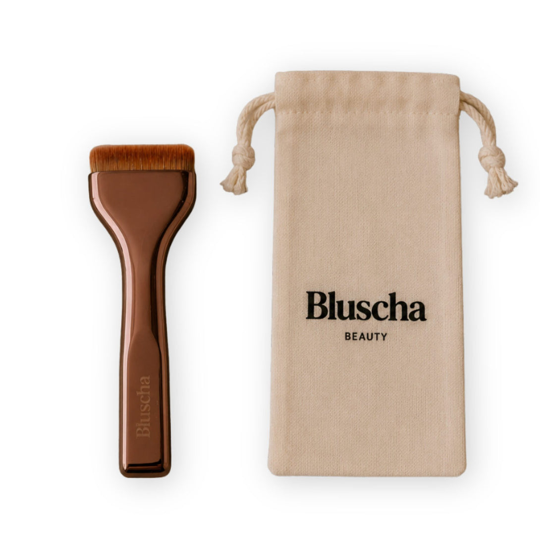 Bluscha Flat Foundation Brush brons met opbergzakje