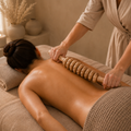 Bluscha® Premium Gebogen Houten Massage Roller op de rug