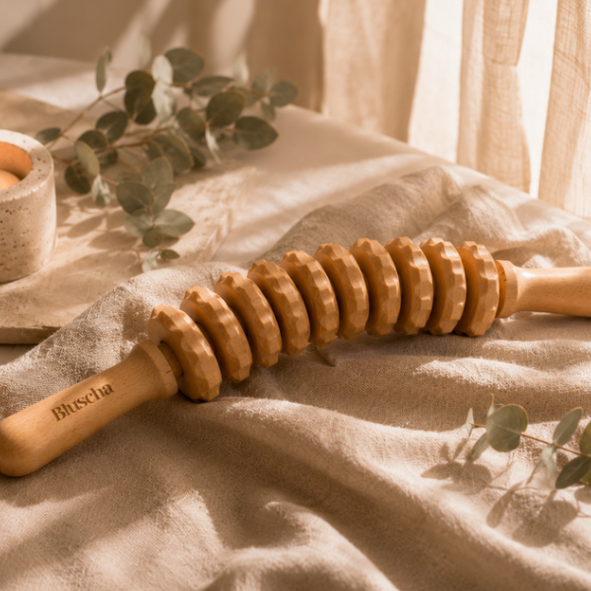 Bluscha® Premium Gebogen Houten Massage Roller luxe setting