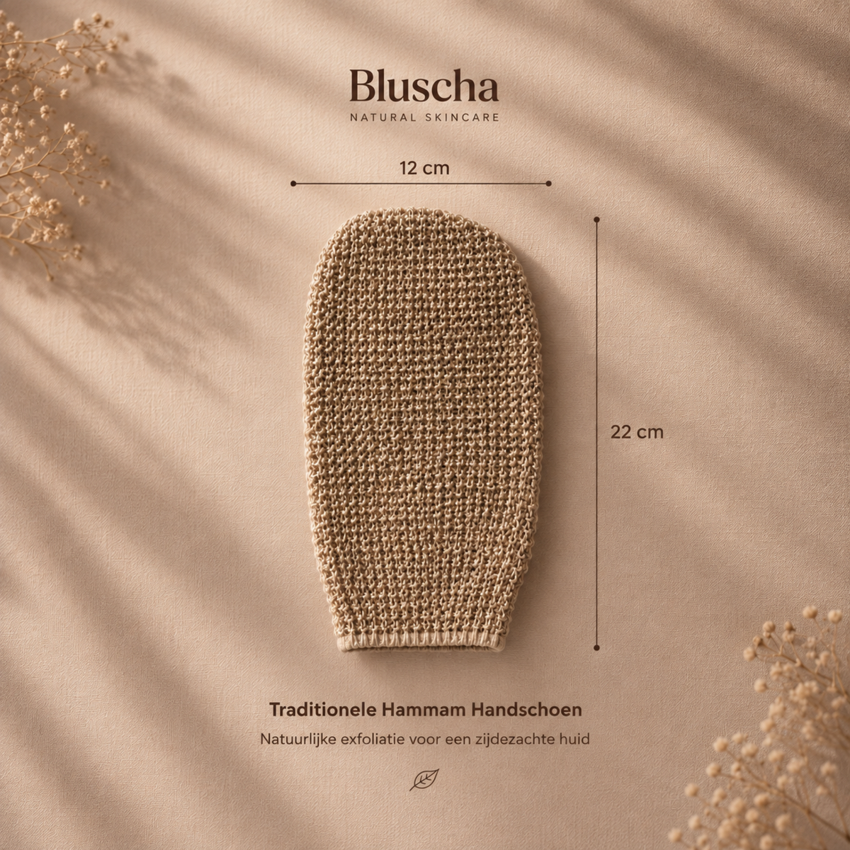 Bluscha Jute Scrub Handschoen afmetingen