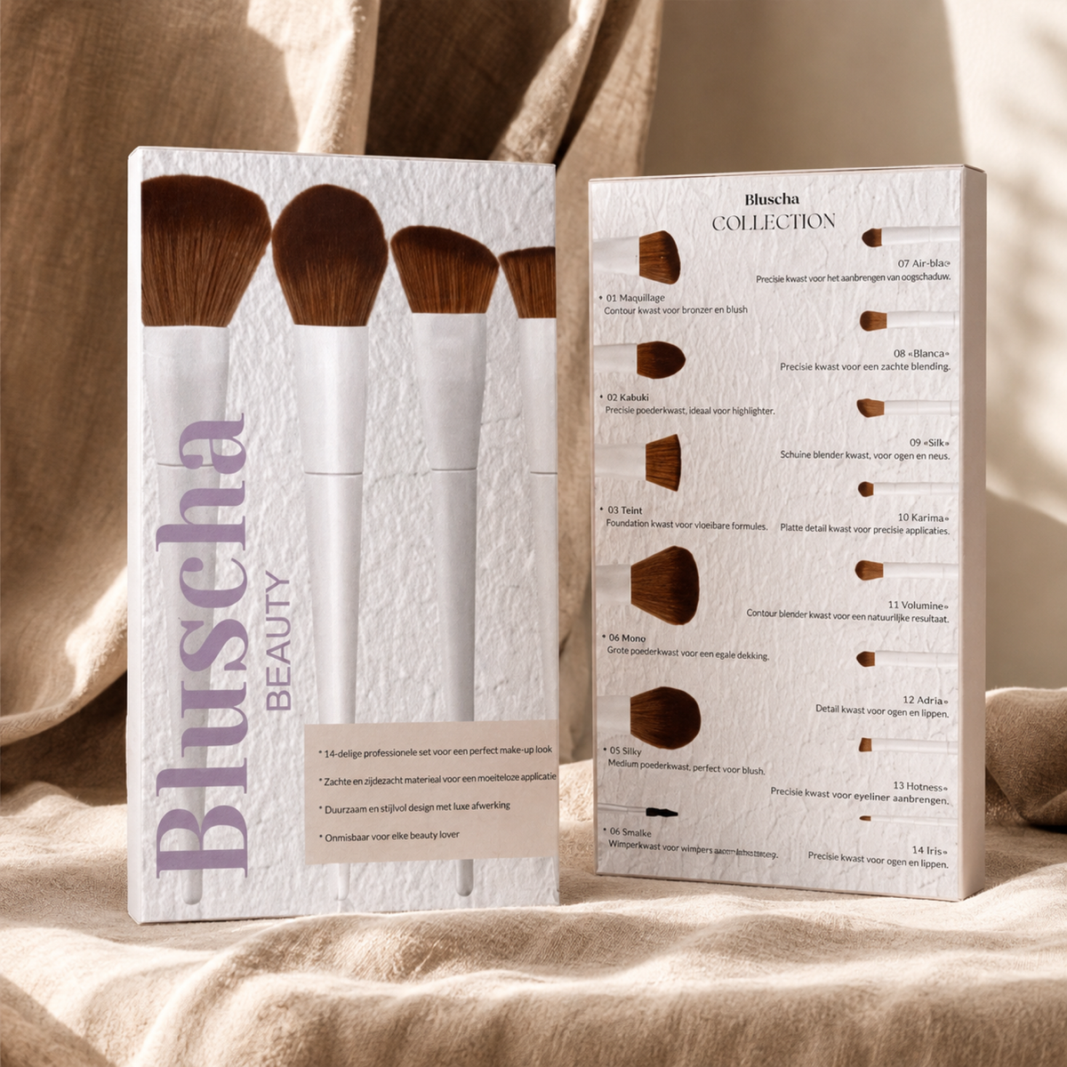 Bluscha® Luxe Make-Up Kwasten Set verpakking