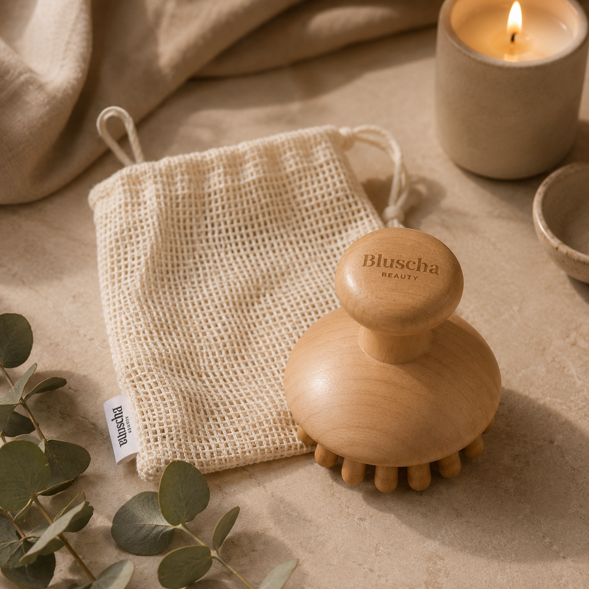 Bluscha® Premium Houten Massage Tool met opbergzakje