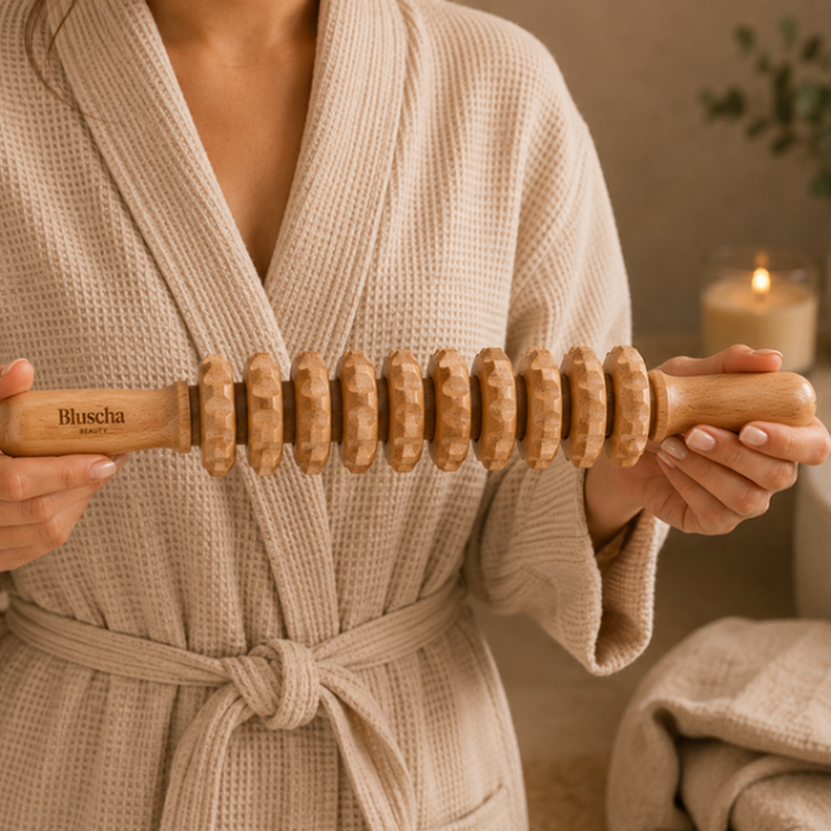 Bluscha® Premium Houten Massage Roller wellness detail