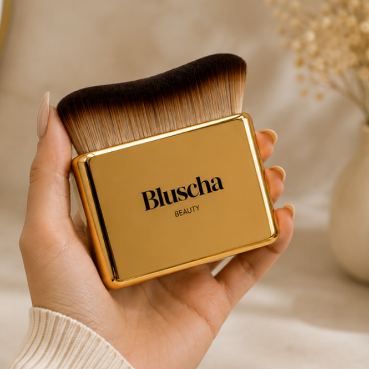 Bluscha® Luxe Tanning Brush Goud in de hand