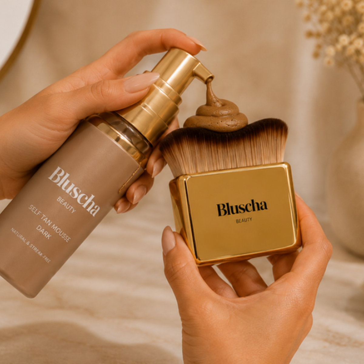 Bluscha® Luxe Tanning Brush Goud detail
