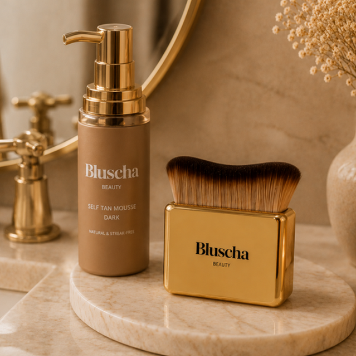 Bluscha® Luxe Tanning Brush Goud badkamer lifestyle