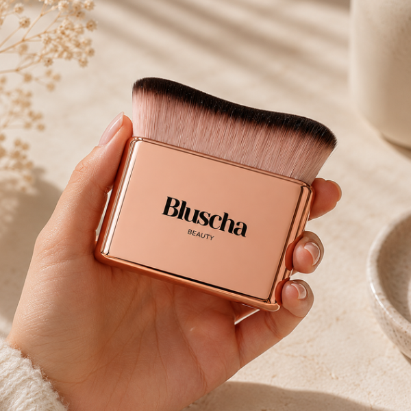 Bluscha® Luxe Tanning Brush Rosé in de hand
