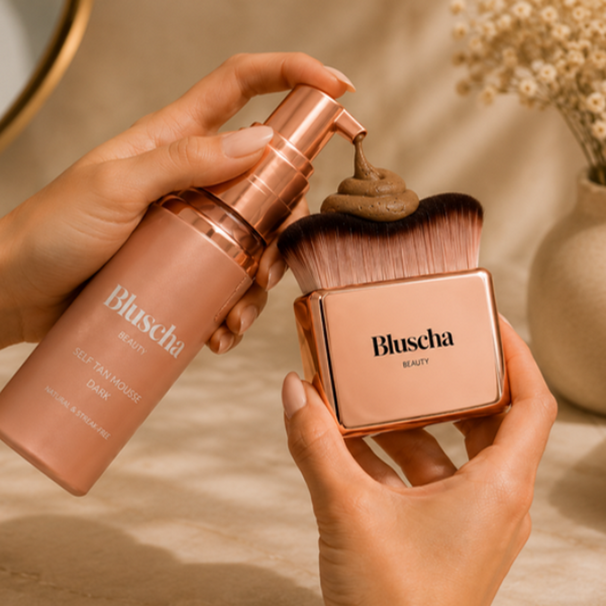 Bluscha® Luxe Tanning Brush Rosé met tanningfles