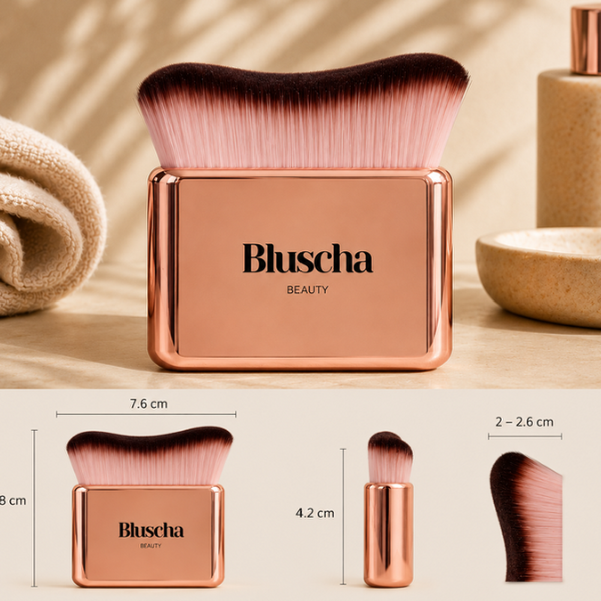 Bluscha® Luxe Tanning Brush Rosé afmetingen
