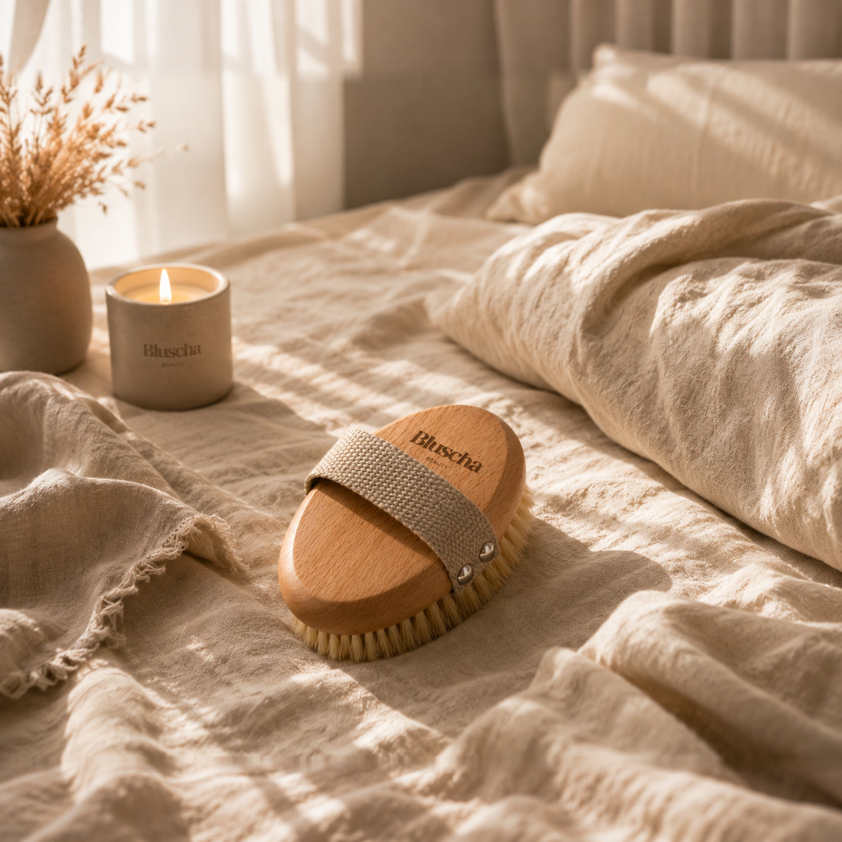 Bluscha® Dry Brush lifestyle op bed