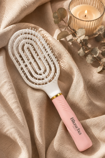 luscha® – Anti Klit Haarborstel – Detangling Brush – Krullenborstel – Ventilatieborstel – Föhnborstel – Lichtgewicht – Voor Nat & Droog Haar - Roze - Wit