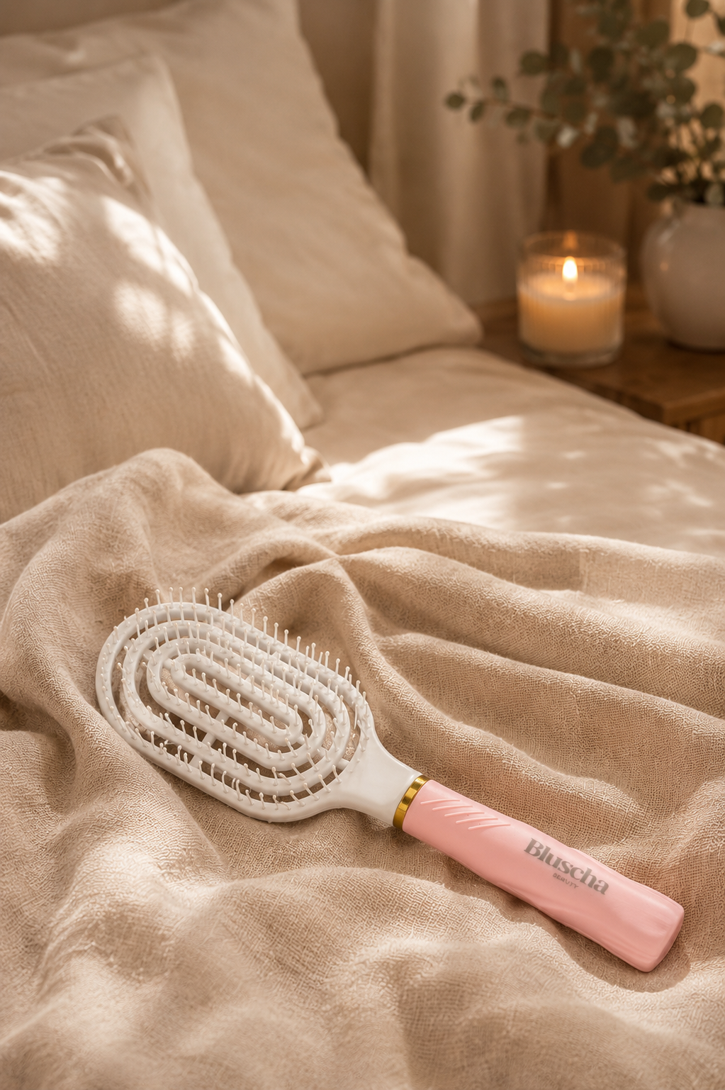 luscha® – Anti Klit Haarborstel – Detangling Brush – Krullenborstel – Ventilatieborstel – Föhnborstel – Lichtgewicht – Voor Nat & Droog Haar - Roze - Wit