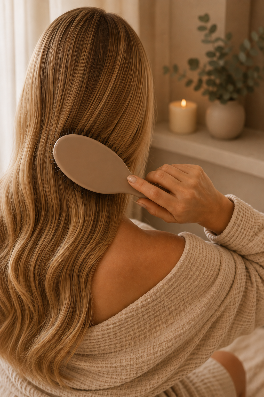 Bluscha® - Haarborstel - Hair Brush - Zwijnenhaar & Nylon - Extension Brush - Haarextensions - Anti Klit Borstel - Detangling Brush - Voor Lang, Dik & Natuurlijk Haar - Glans - Luxe Velours Opbergetui