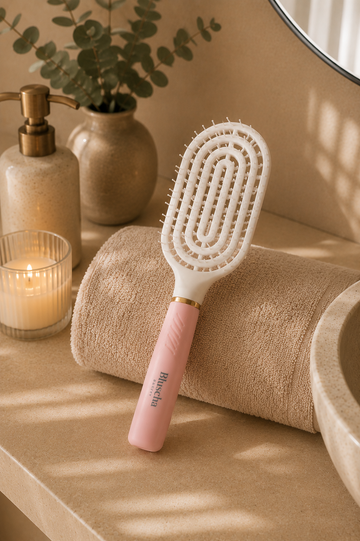 luscha® – Anti-Tangle Hairbrush – Detangling Brush – Curl Brush – Vent Brush – Blow-Dry Brush – Lightweight – For Wet & Dry Hair – Pink – White