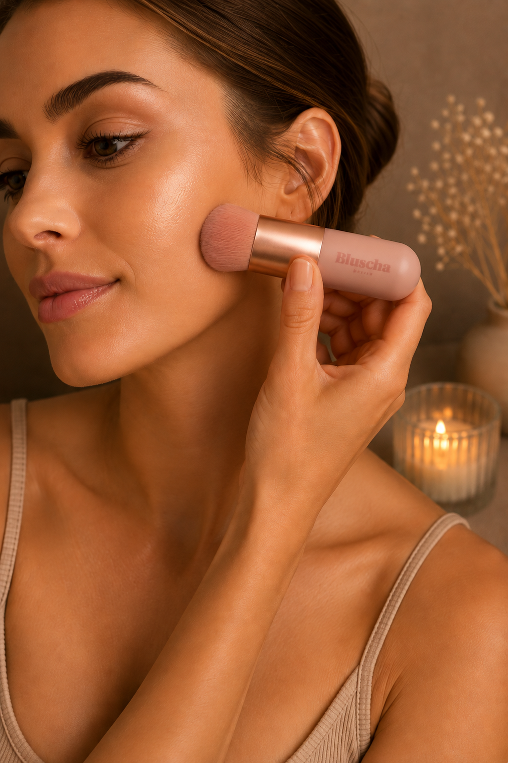 Bluscha® Beauty Brush – Foundation Brush – Make-up Kwast – Roze & Roségoud